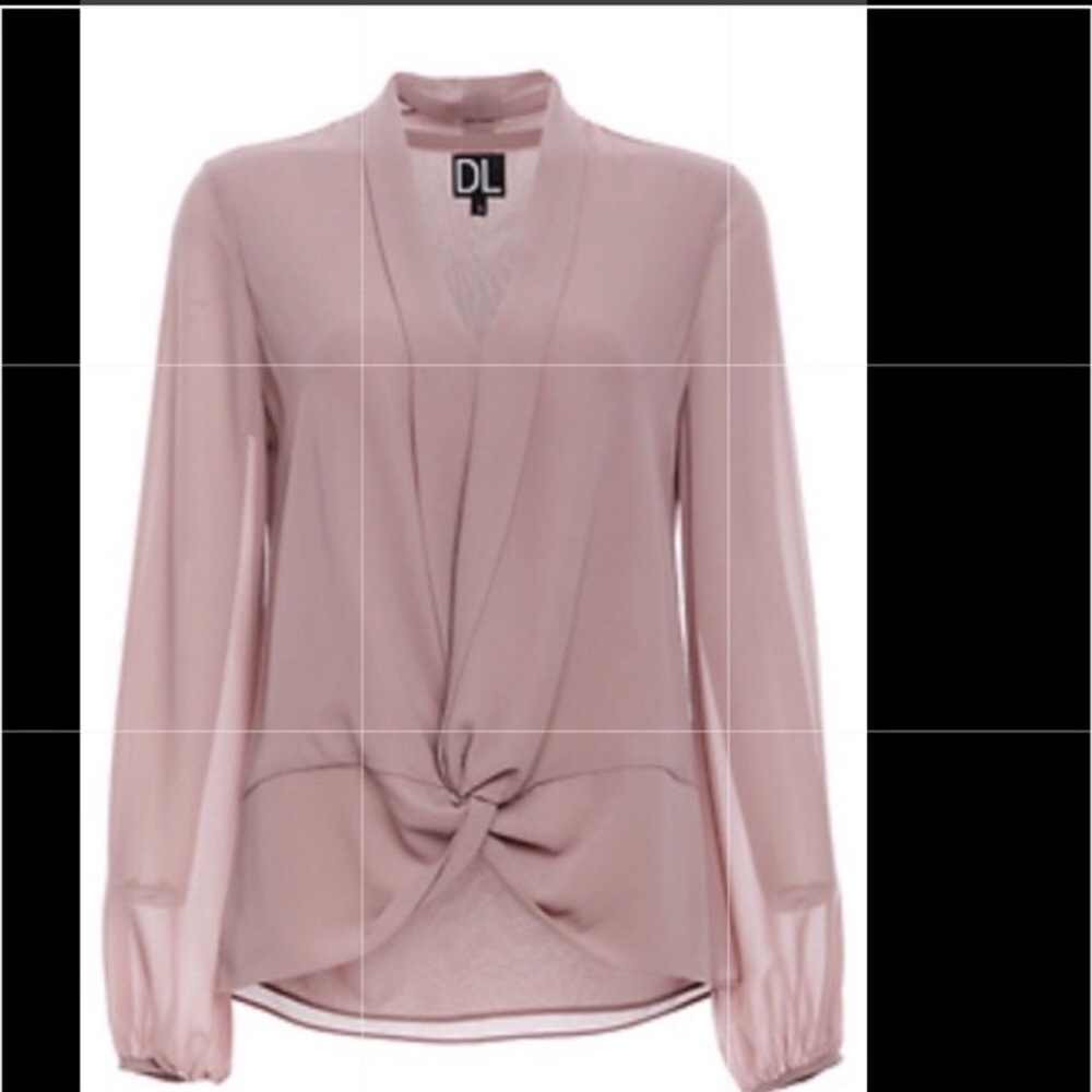 NWOT! DL Front Tie Knot Long Sleeve Pink Blouse!